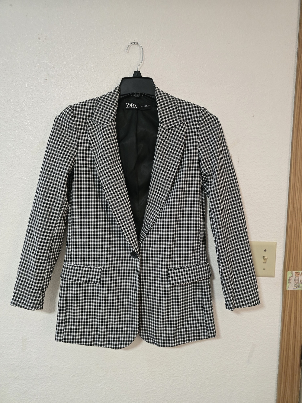 ZARA Black & White Gingham Blazer